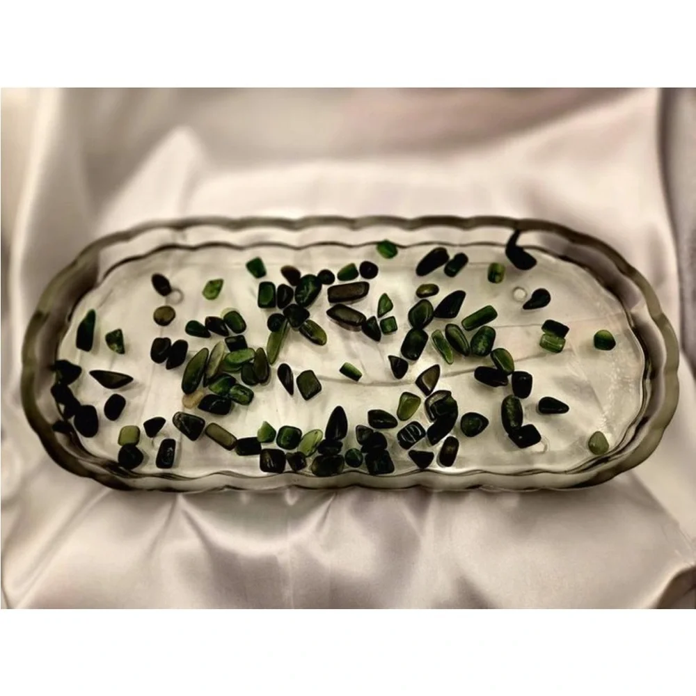 Hearth &Hand Magnolia Fluted Glass Bathroom Tray Light Green